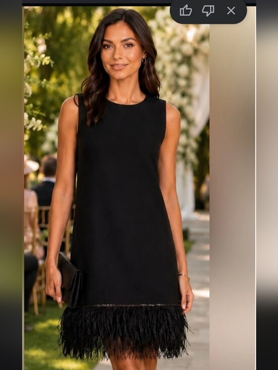 Tahari Dresses & Skirts - New No Tag.Tahari Black Feather-Hem Mini Dress
